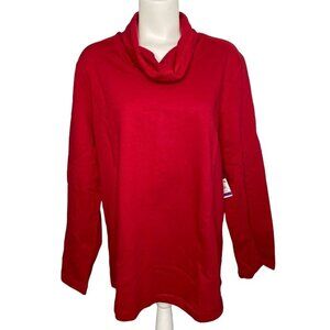 Karen Scott Cowl Neck Shirt Top Women's XXL 2XL Red Soft Relaxed Oversized‎ NEW